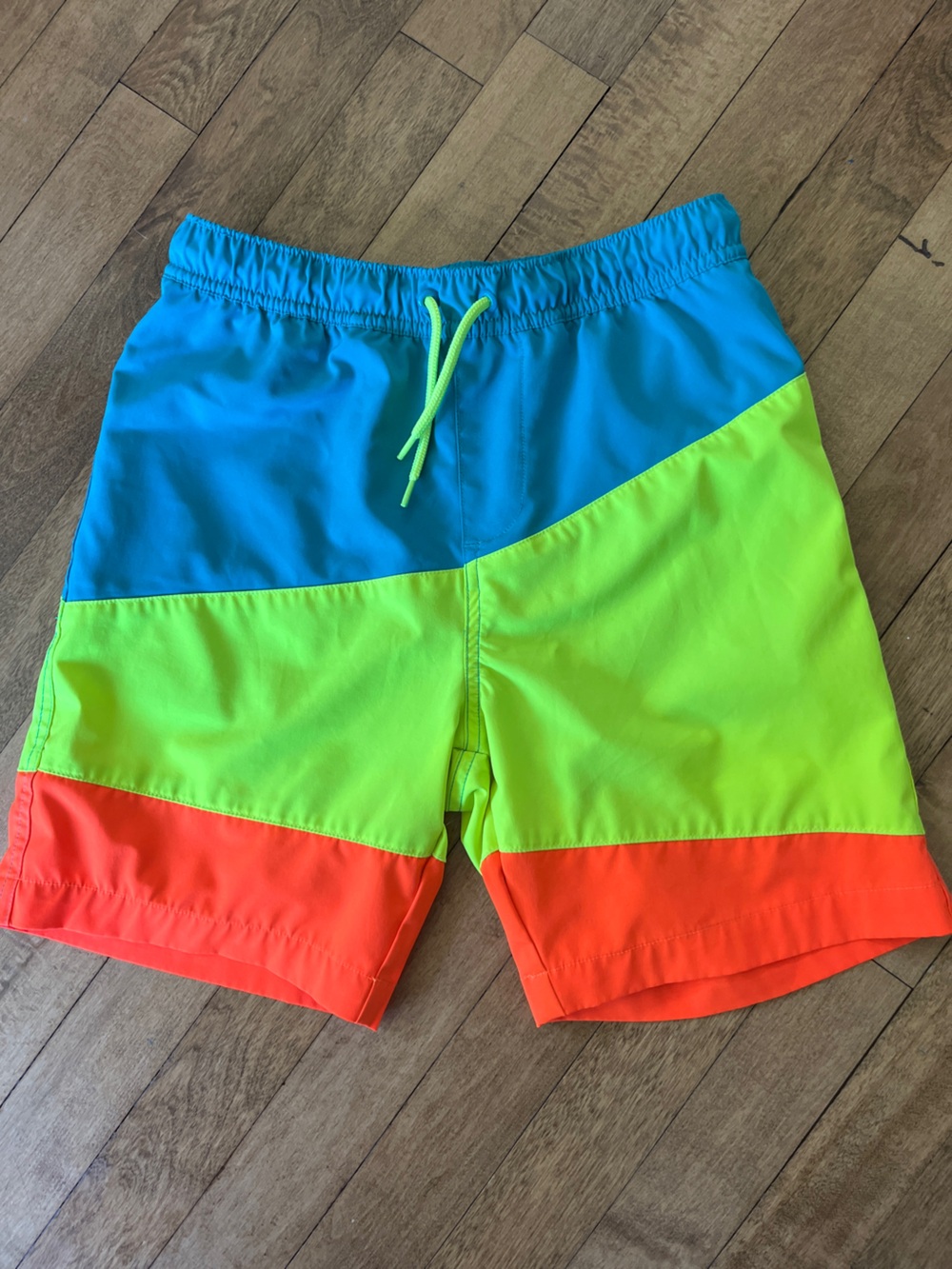 Kids Colorblock Swim Shorts - Blue, Yellow, Orange